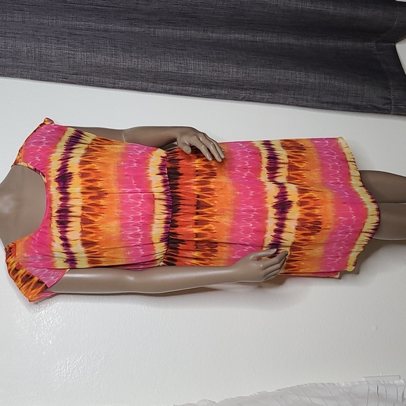AGB Dresses & Skirts - Dress Size 14 Orange Pink Easy Comfort Fit Casual Travel Cruise Florida Vacation